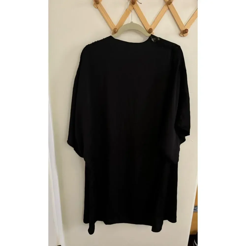 Victoria's Secret Sleepwear Women's XS Black Robe Satin Lace Open Kimono Long - Picture 3 of 5